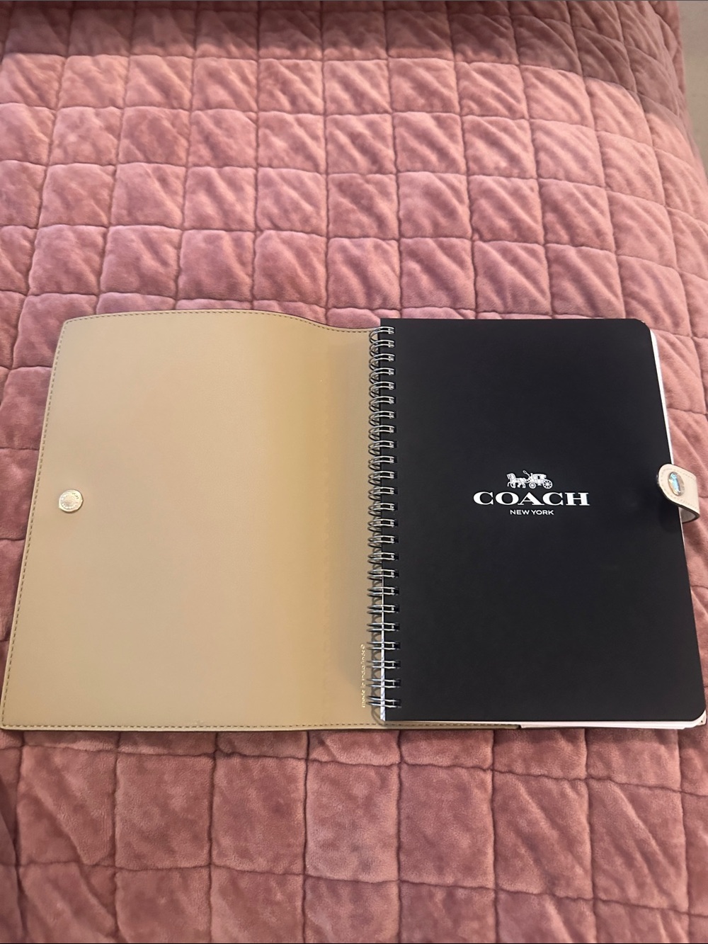 NEW Coach Leather Cream Color and Strawberry Print Notebook - Picture 2 of 12